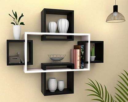 MHS DECOR Wooden Interlock Wall Mount Wall Shelf for Living Room Wall Rack for Hallway Book Shelf for Living Room Home Decoration Shelf Floating Wall Shelves for Kitchen 1