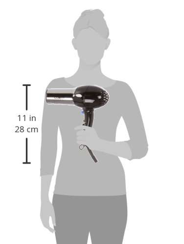 Conair Hair Dryer, 1875W Full-Size Hair Dryer with Ionic Conditioning, Blow Dryer, Tourmaline Ceramic Technology for Quick Drying, Black/Chrome 3