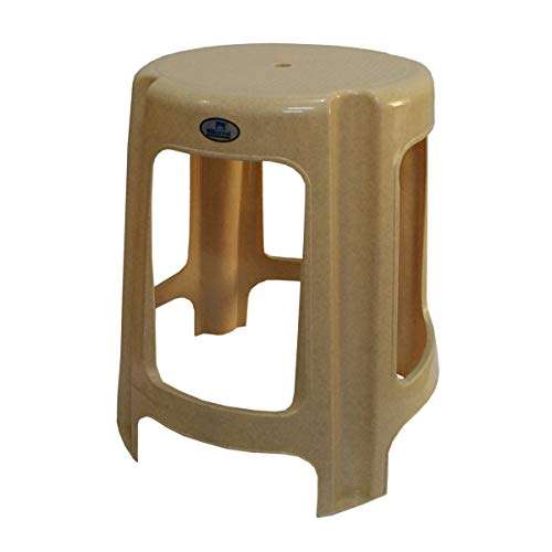 Nilkamal Plastic Stool, Set of 2 - Smooth Beige 2