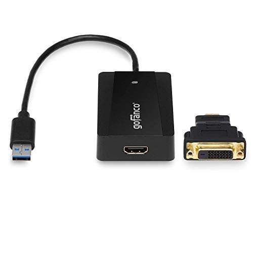 gofanco USB 3.0 to HDMI Video Graphics Adapter for Multiple Monitors - Up to 2560x1440 for Windows and macOS, DisplayLink Chip, Includes HDMI-to-DVI Adapter, USB 3.0 Video Adapter (USB3HDMI) 1