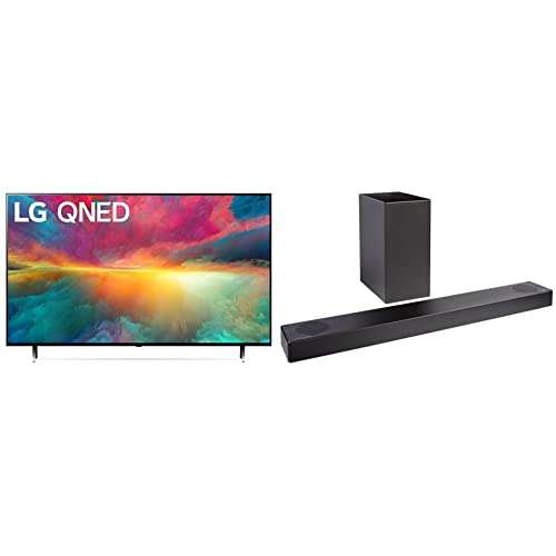 LG QNED75 Series 50-Inch Class QNED Mini-LED Smart TV 50QNED75URA, 2023 - AI-Powered 4K TV S75Q 3.1.2ch Sound bar with Dolby Atmos DTS:X, Black
