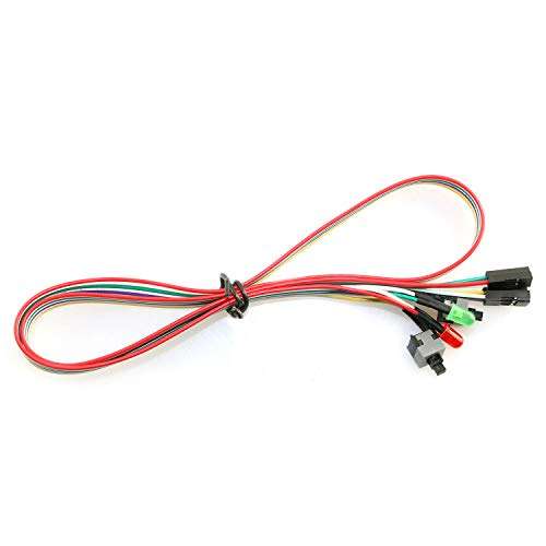 RuiLing 1-Pack ATX Case Front Power Button PC Power Switch Lead with White Green LED Light SW Re-Starting Switch Desktop Computer Power Supply Reset HDD Switch Cable 3