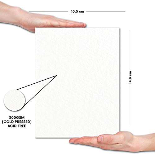 Zen Sangam Express your Mind Artists - A6 Gouache Glued Sketch Paper Pad -Rough Grain Surface, 300 GSM , Cold Pressed -(24 Sheets, Size 10.5x14.8cm) 2