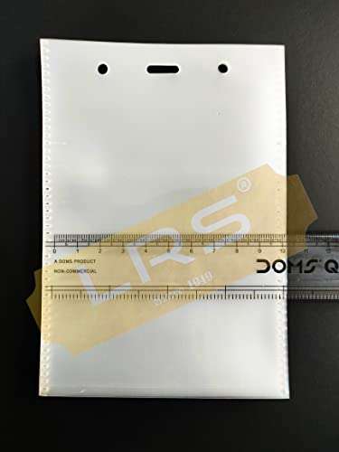 LRS Soft Plastic Flexible I.D Card Holders, Pouches, Badges PrePunched for Lanyards, 135mm x 95mm Each, Vertical Top Loading for Office, School, College, University - Pack of 100 1