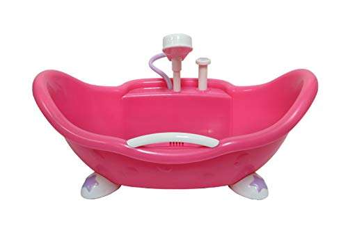 JC Toys Adorable Lil' Cutesies Bathtub with Shower Fits Most Dolls Up to 10" , Pink 1