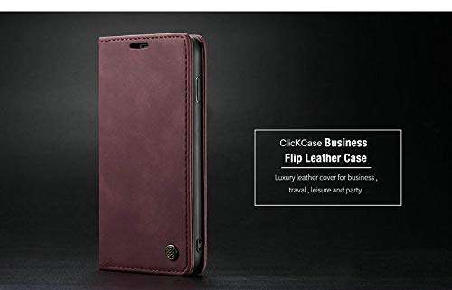 ClickCase for Realme 9 5G Speed Edition Sheepskin Series Faux Soft Leather Wallet Flip Case Kick Stand with Magnetic Closure Lightweight Slim Flip Cover for Realme 9 5G Speed Edition (Mauve Red) 6
