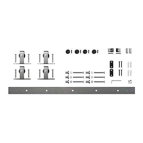 Architectural Products 48" Mini Barn Door Hardware Kits for Double Cabinet Doors Top Mount Design in Stainless Steel FSDH-TOPMT-SS-4-DD trimmable Down to 43" 1