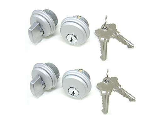 McAvory Storefront Door Commercial Mortise Lock Cylinder & Thumbturn, Adams Rite Style Cam, in Aluminum (2 Sets, Matching Keys) 1