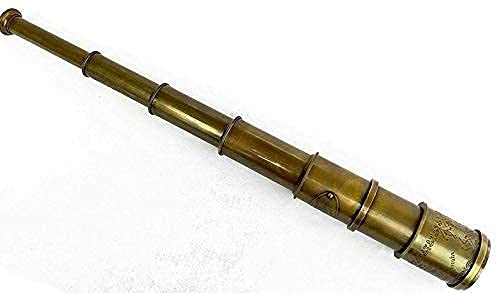 Max 20 Inch Brass Victorian Marine Telescope London 1915 | with Wood Box (Brown, Large)