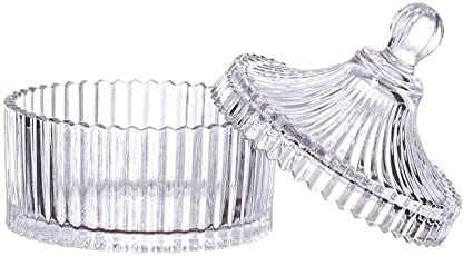 Dukanwala Enterprise Stylish Crystal Glass Container Jar with Lid | Kitchen Storage Glass Jar for Candy, Cookies, Nuts & Dry fruits (320 Ml | Pack of 1)