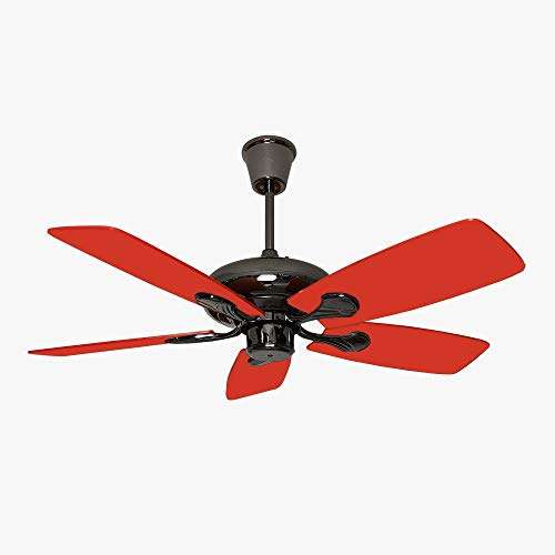 Fanzart Pluto - 42" Modern Ceiling Fan With 5 Reversible Special Wooden Red and Black Blades, Dual Colour Blades, Energy Saving Fan With Reversible Movement Without Noise (Black & Red)