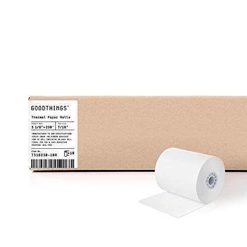 3 1/8" X 230' (10 Rolls) Thermal Cash Register POS Receipt Paper Roll BPA Free Epson TM-T88 T-20 Bixolon SRP-350 370 Clover Station Square 1