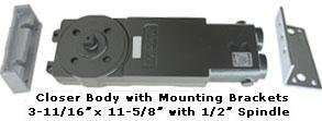 International Door Closers Model 311 BODY ONLY Fixed ADA (Handicap) Multi-sized Overhead Concealed Closer for Exterior Doors - 105 Degree Backstop with No Hold-Open function w/range of sizes from 8.5lbs of Opening Force to medium spring tension 4