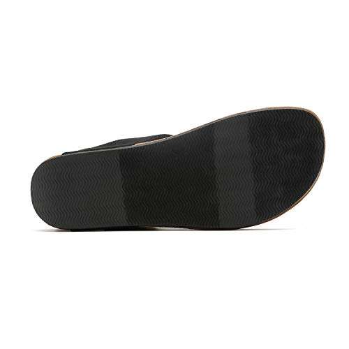 TIHOO Women's T-Strap Thong Sandals Beach Slip On Flip-Flops black 5 4