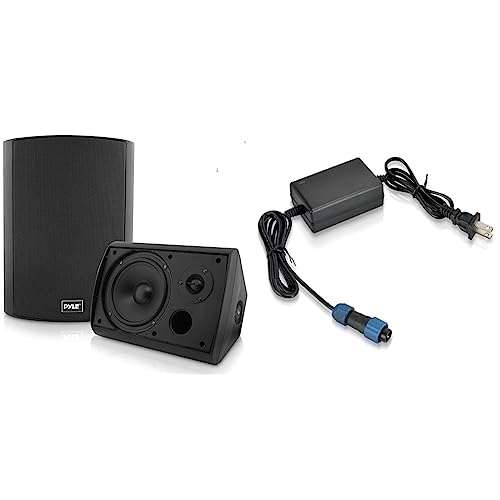 Pyle Pair of Wall Mount Waterproof & Bluetooth 6.5'' Speaker System & 12V AC/DC Power Adapter - 24 Watt, AC 100-240V to DC 12V, Replacement Part Models 1