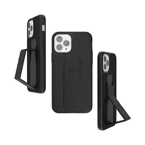 CLCKR Compatible with iPhone 12 and iPhone 12 Pro Case with Kickstand, Phone Grip & Expanding Stand, Cell Phone Cover with Grip Holder, Saffiano Black 1