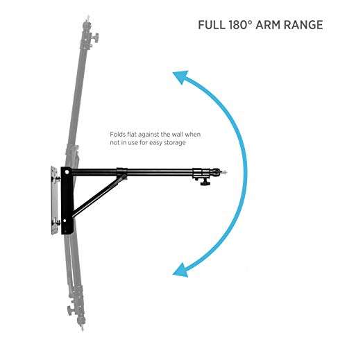 Fovitec Wall Mounting Triangle Boom Arm for Photography Strobe Light, Softbox, Monolight, and Ring Light, 180 Degree Rotation, Max Length 49.75ft/120cm (Matte Black) 4