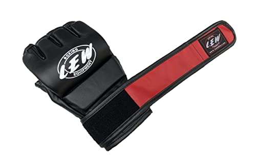 LEW Red/Black Fight/MMA/Muay Thai Thumb Protection Grappling Gloves (Black/Red, Large/X-Large) 4