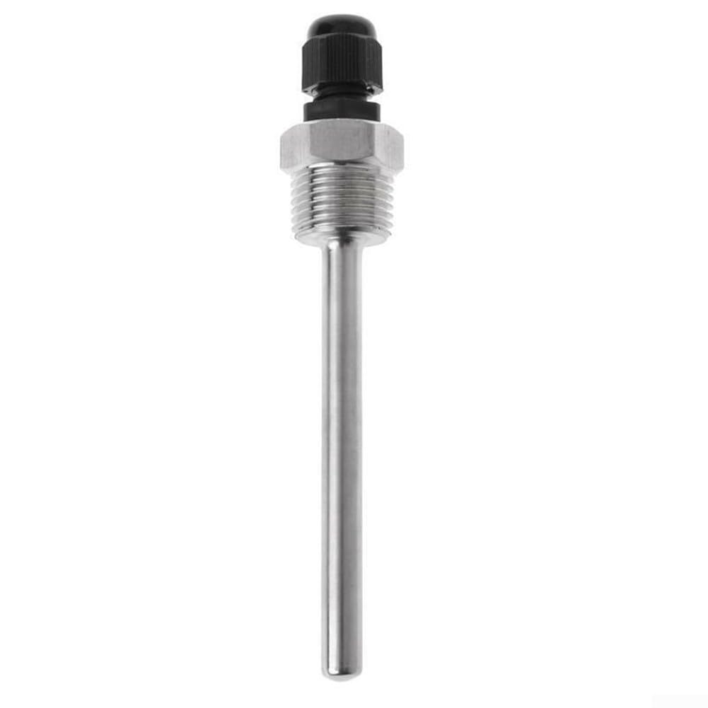 42-300mm Stainless Steel Thermowell 1/2 NPT Threads For Temperature Sensor, Temperature Sensor Housing 4-way Blind Pipe Stainless Steel Probe Water Tank Protection Housing Solar Accessories(100mm) 6