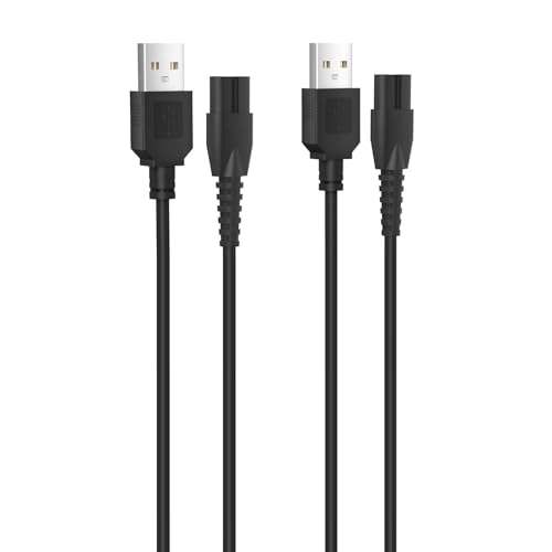 IBERLS 2 Pack Replacement Charger for Manscaped Lawn Mower 3.0 & 2.0, USB Charger Cord Power Supply for Weed Whacker Nose and Ear Hair Trimmer, Charging Cable Accessories Kit with Brushes 1