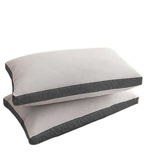 Angel Mommy Pregents Hypoallergenic Gusseted Pillow - Side Back Sleepers Set of 2, Standard (17'x27'Inch), Grey-White 1