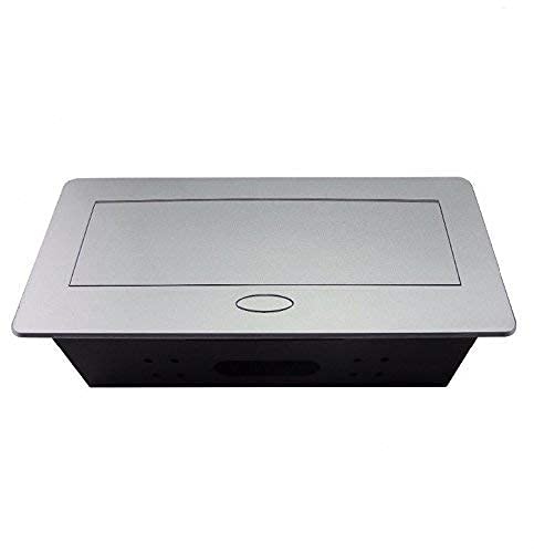 ATEVON Hydraulic Popup Box for Conference Table with Desktop Socket HDMI VGA RJ45 USB 3.5MM Audio Port.(Silver) 4