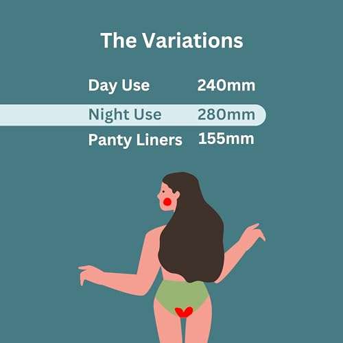 TASHYA 100% Pure Cotton Sanitary Pads I 8 Layer All Night Sanitary Napkins I Fluid Lock Technology I Rash Free, Anti Tan, Skin Friendly, Leak-proof I Hygiene & Comfort I XL - 280mm - 7 Pads 6