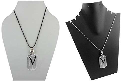 eshoppee V Name Plate Locket with Dog tag for Men and Women Set of 2 pcs