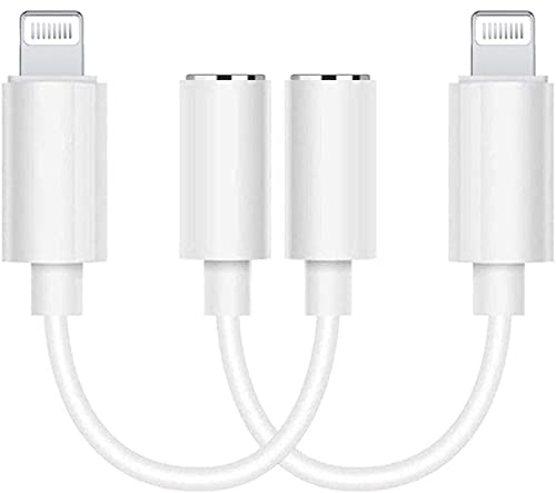 [Apple MFi Certified] Lightning to 3.5mm AUX Headphone Jack Adapter, 2 Pack iPhone 3.5 mm Headphone Audio Stereo Connector Compatible for iPhone 12/11/XS/XR/X 8 7/iPad, Support Call + Volume Control
