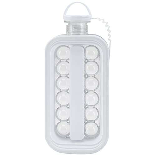 TOPINCN Portable Ice Ball Maker, Ice Cube Tray for Freezer Ice Bottle Cubic Container Cooling Ice Round Cube Molds for Cocktail Coffee Whiskey Beer Juice(White)