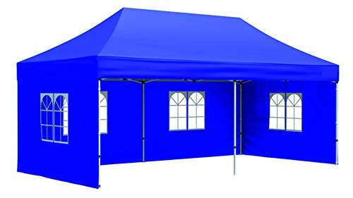 Invezo Gazebo Tent (35 kgs, Blue) with 3 Sided European Covers, Cover Bag, Portable & Foldable/Outdoor/Advertising Gazebo Canopy Tent 2 Mins Installation