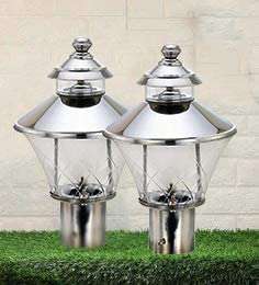 INVENTAA LED Outdoor gate Lights IP65 Certified Waterproof and Unbreakable SS Finish gate Light (Silver) Pack of 2