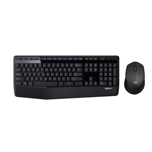 Logitech MK345 Wireless Combo Full-Sized Keyboard with Palm Rest and Comfortable Right-Handed Mouse, 2.4 GHz Wireless USB Receiver, Compatible with PC, Laptop,Black 1