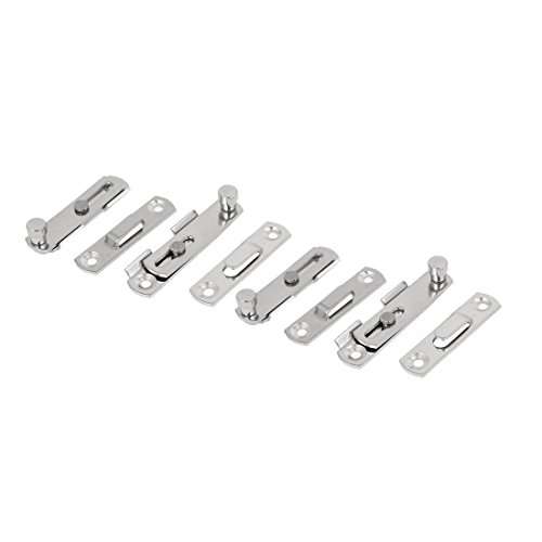 uxcell Drawers Cabinet Stainless Steel Door Lock Bolt Slide Latch Silver Tone 4pcs 1