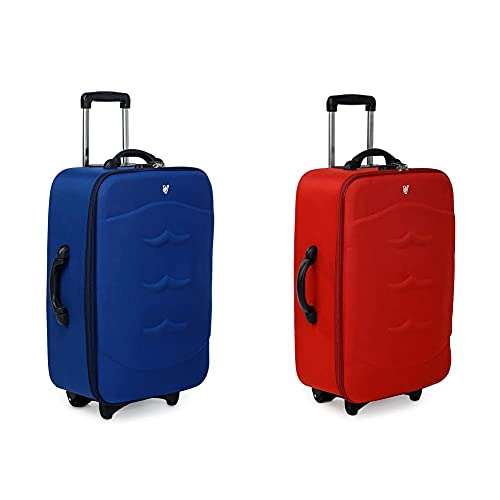 Verage Combo of 2 Milan Polyester Cabin Carry On Trolley 59 cm Blue+ Red, 2 Wheels Soft Sided Suitcase Luggage