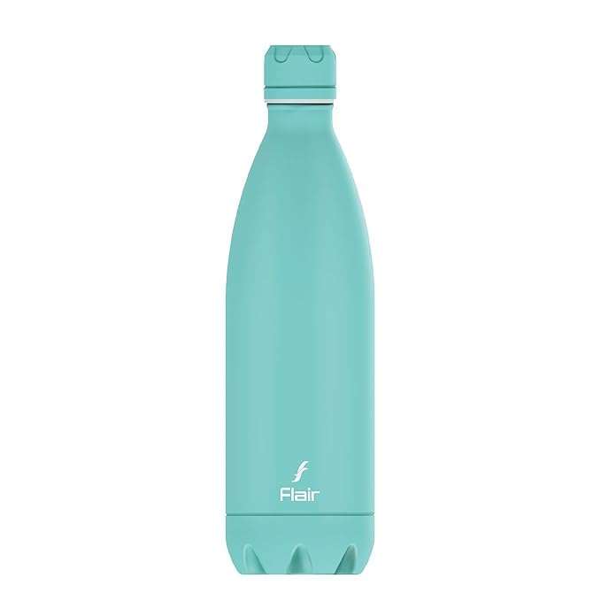Flair Pastel Blue Double Wall Vacuum Insulated Stainless Steel Flask - 1000ml, BIS Certified, 1Ltr, Leak-Proof, BPA-Free, Rust-Free, 304 Stainless Steel, 24 Hrs Hot & Cold, School, Gym 1