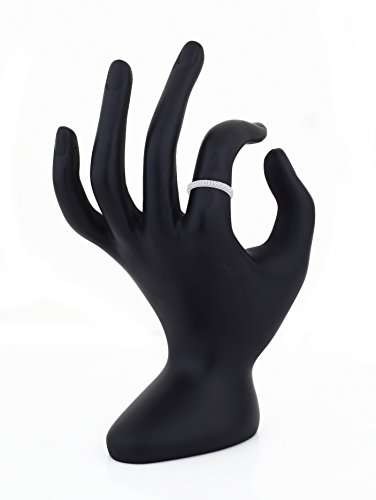 Peora Valentine Sterling Silver Rhodium 2mm 2-Row Micro Pave Cubic Zirconia Half Eternity Band Ring (PR244-7) 2