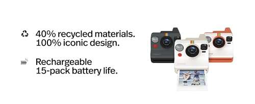 Polaroid Now 3rd Generation I-Type Instant Camera + Film Bundle - Now Black Camera + 16 Color Photos (6560) 3