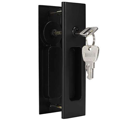 Zinc Alloy Sliding Door Lock Handle Set Bathroom Balcony Cabinet Door Hardware Fittings Mortise Locks (Classic Black Single Hook Sliding Door Lock)