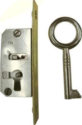 Full Mortise Lock w/Skeleton Key for Left Hand Cabinet Door or Dresser Drawer - Antique, Vintage, Old Furniture Hardware | M-1820 1