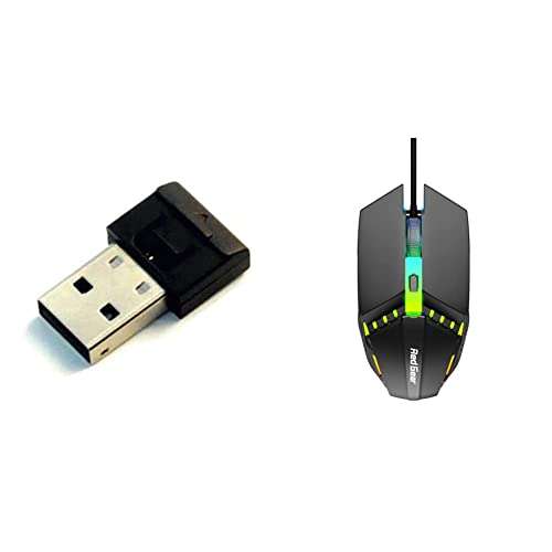 Redgear Pro Wireless Series Gamepad Wireless Receiver for PC Black & Redgear A-10 Wired Gaming Mouse with RGB LED, Lightweight and Durable Design, DPI Upto 2400, Compatible with Windows and MAC. 1