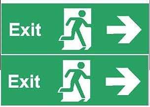 K T I® Autoglow Signage Exit with Left Arrow Sign Board 3mm PVC Sheet with high Glow intensity in Total Darkness Size- 100x300 MM Pack Of 2 1