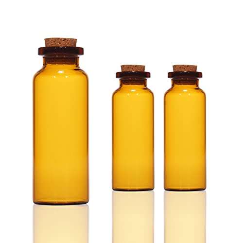 Rentra S.P.A 20ml Amber Round Regular Glass Vial + Natural Cork Stopper