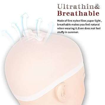 ATHRAVFIT England Single Stocking Cap, Wig Caps, Singh Net Stocking Caps for Wigs Stretchy Nylon Wig Caps Wig Caps for Women Men, (White Pack of 10) 6