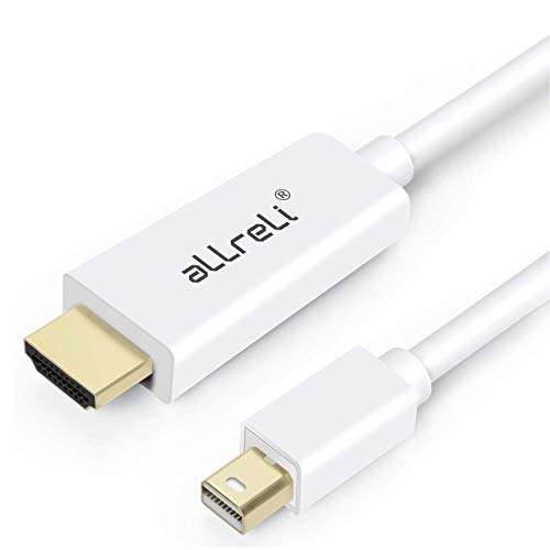 aLLreli Mini DisplayPort to HDMI, HDTV Cable for iMac, Laptop, Television, Personal Computer - 6Feet, White 1
