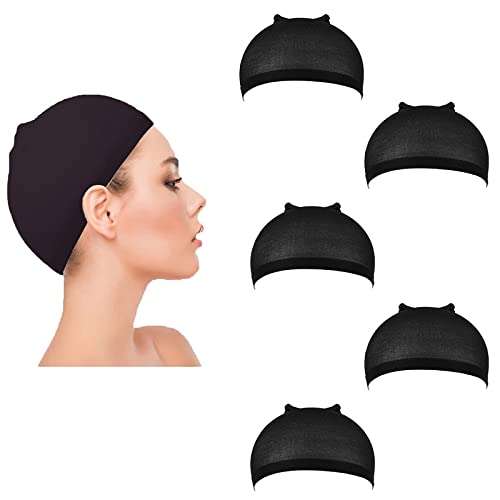 BISMAADH Wigs Cap Stocking Caps for Wigs - Stretchy Wigs for Women & Men Pack of 5 Black 1