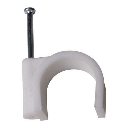 Elegant Casa Cable Clip with Galvanized Metal Nail Loop Clamps for Wire Plastic Circle Hook, Wall Self Wire Holder Cord Organizer Management Cable Binder Strap Size 20 Mm 100 Pieces Pack, Color White 1