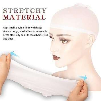 ATHRAVFIT England Double Stocking Cap, Wig Caps, Singh Net Stocking Caps for Wigs Stretchy Nylon Wig Caps Wig Caps for Women Men, (White Pack of 10) 5