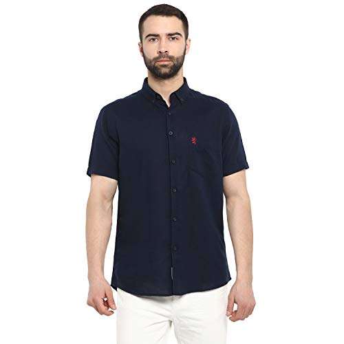 Red Tape Men's Solid Regular Fit Casual Shirt (RSH8074_Navy L) 1