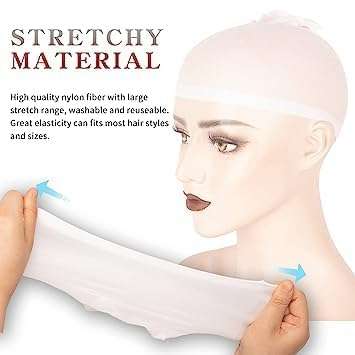 ATHRAVFIT England Single Stocking Cap, Wig Caps, Singh Net Stocking Caps for Wigs Stretchy Nylon Wig Caps Wig Caps for Women Men, (White Pack of 5) 6